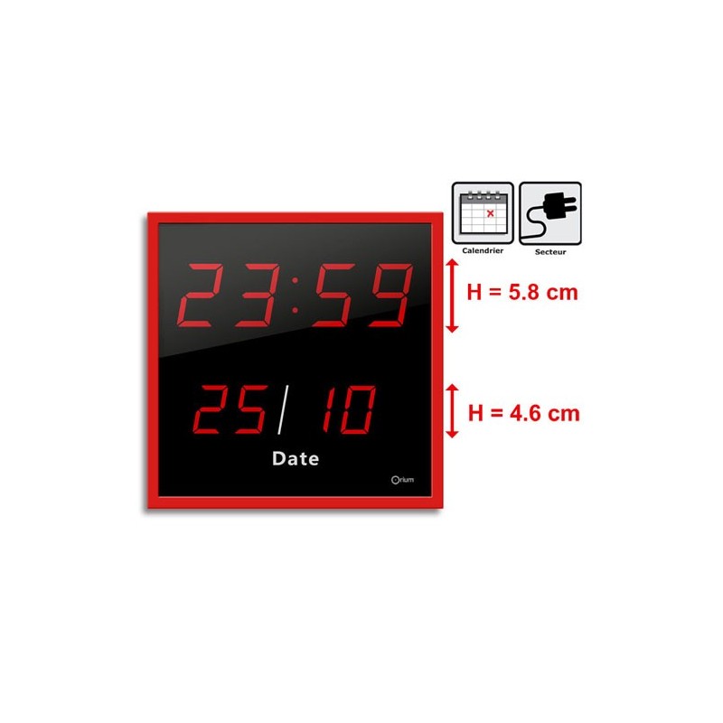 Horloge à date LED - rouge
