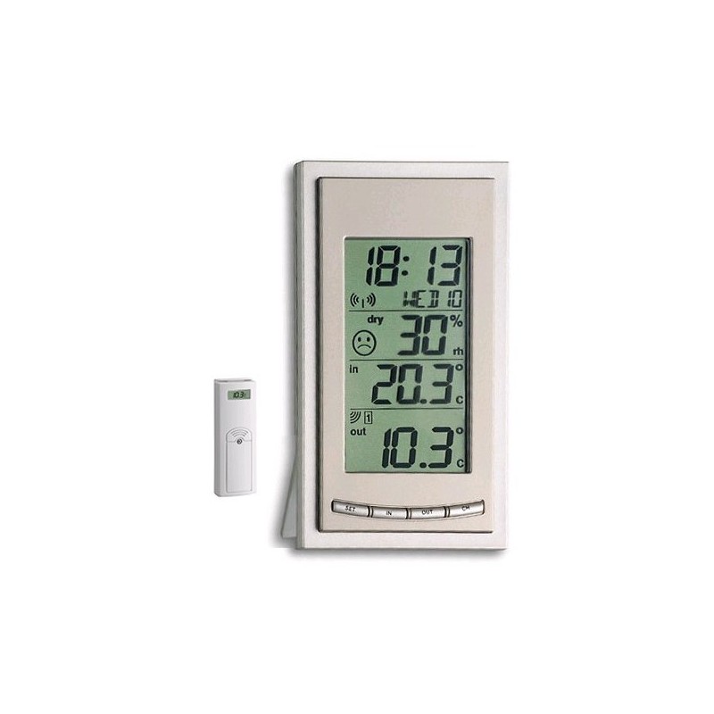 Nrew Thermomètre intérieur extérieur Pratique hygromètre température humidité mètre Jaune 